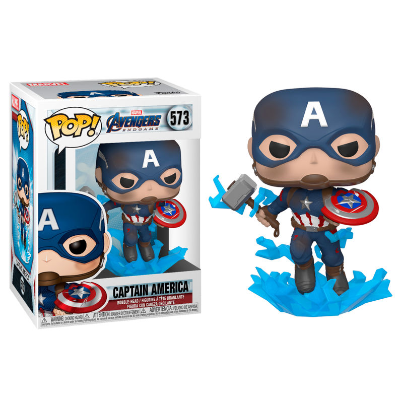 Figura POP Marvel Avengers Endgame Captain America with Broken Shield & Mjolnir_1
