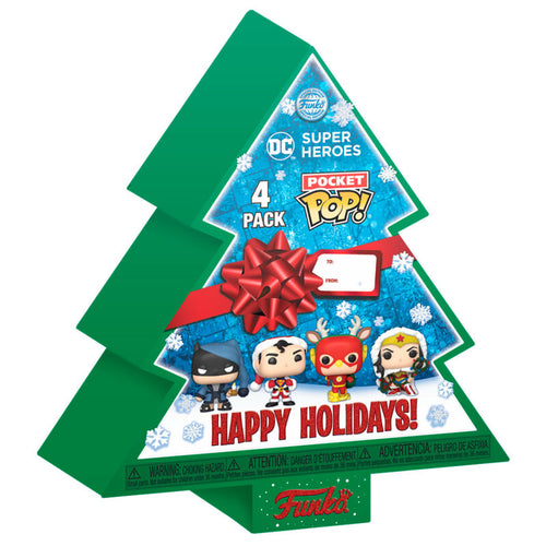 Arbol con 4 figuras Pocket POP DC Comics Happy Holidays_1