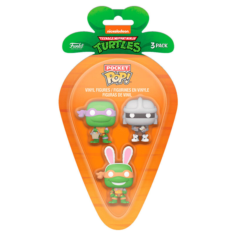 Blister 3 figuras Carrot Pocket POP Tortugas Ninja Donatello Shredder Michelangelo Pascua_1
