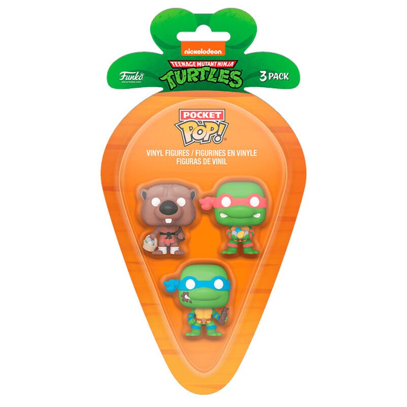 Blister 3 figuras Carrot Pocket POP Tortugas Ninja Splinter Leonardo Raphael Pascua_1